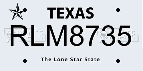 RLM8735 Texas License Plate