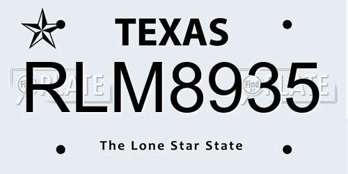 RLM8935 Texas License Plate