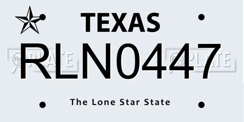RLN0447 Texas License Plate