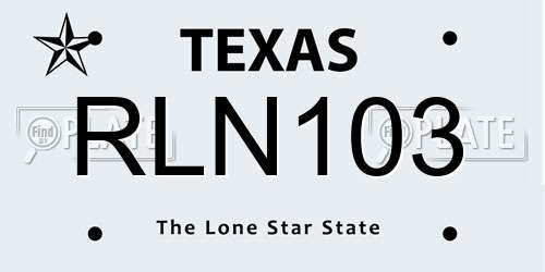 RLN103 Texas License Plate