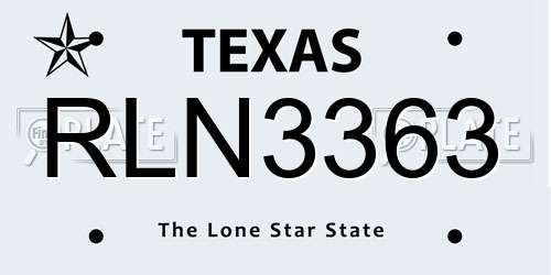RLN3363 Texas License Plate