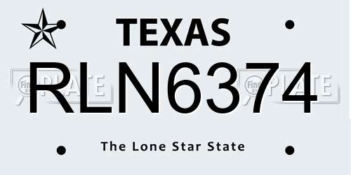 RLN6374 Texas License Plate