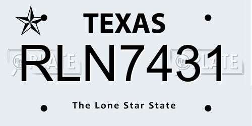 RLN7431 Texas License Plate