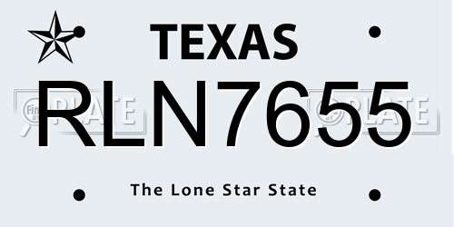 RLN7655 Texas License Plate