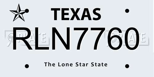 RLN7760 Texas License Plate