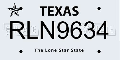 RLN9634 Texas License Plate