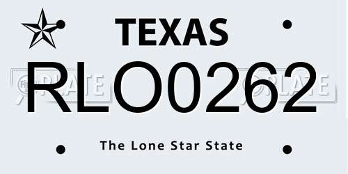 RLO0262 Texas License Plate