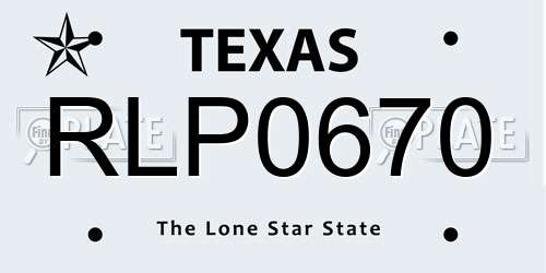 RLP0670 Texas License Plate