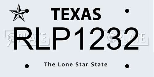 RLP1232 Texas License Plate