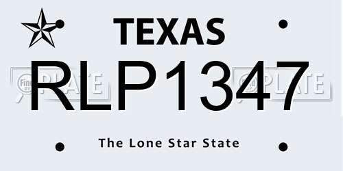 RLP1347 Texas License Plate