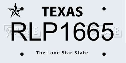 RLP1665 Texas License Plate