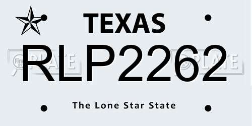 RLP2262 Texas License Plate