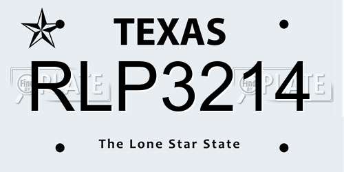 RLP3214 Texas License Plate