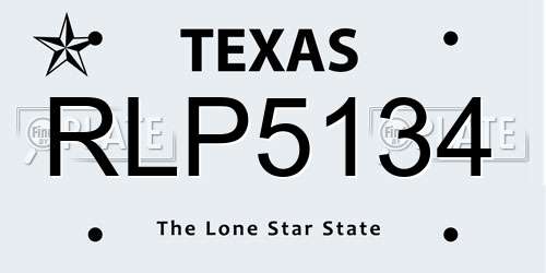 RLP5134 Texas License Plate