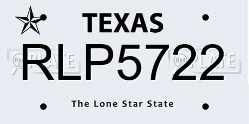 RLP5722 Texas License Plate
