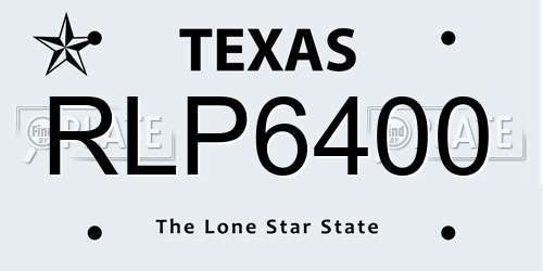 RLP6400 Texas License Plate