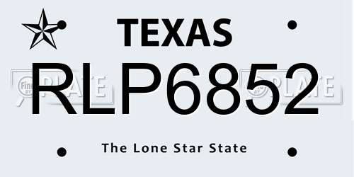 RLP6852 Texas License Plate