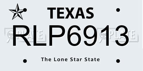 RLP6913 Texas License Plate