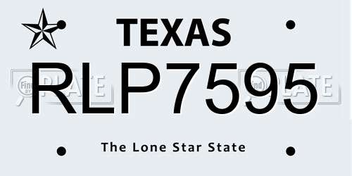 RLP7595 Texas License Plate