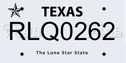 RLQ0262 Texas License Plate