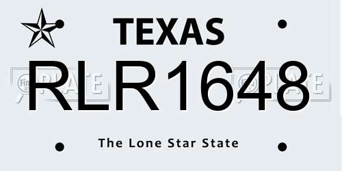 RLR1648 Texas License Plate