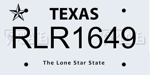 RLR1649 Texas License Plate