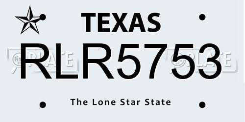 RLR5753 Texas License Plate