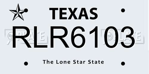 RLR6103 Texas License Plate