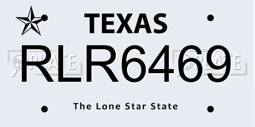 RLR6469 Texas License Plate