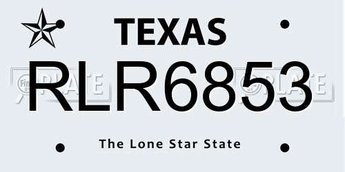 RLR6853 Texas License Plate