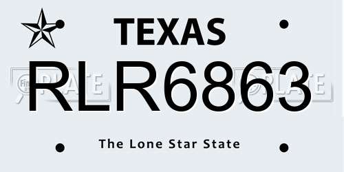 RLR6863 Texas License Plate