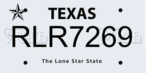 RLR7269 Texas License Plate