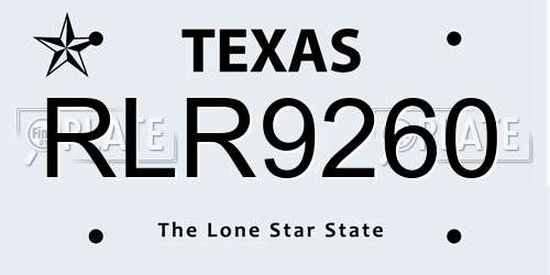 RLR9260 Texas License Plate