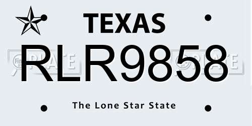 RLR9858 Texas License Plate