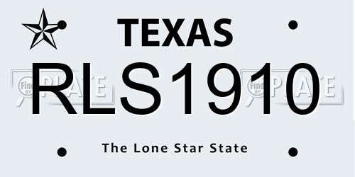 RLS1910 Texas License Plate