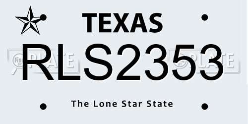 RLS2353 Texas License Plate