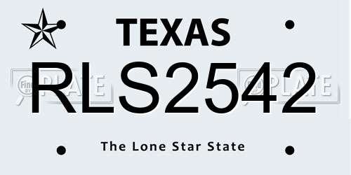 RLS2542 Texas License Plate