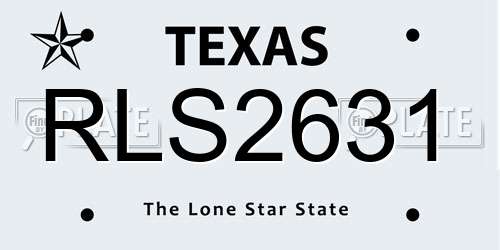 RLS2631 Texas License Plate