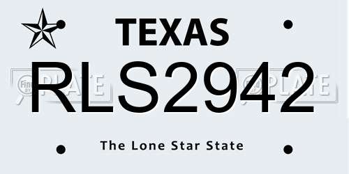 RLS2942 Texas License Plate