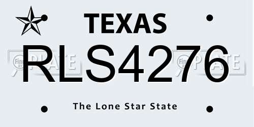 RLS4276 Texas License Plate