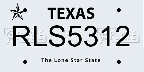 RLS5312 Texas License Plate