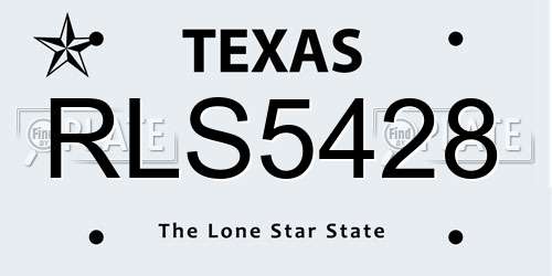 RLS5428 Texas License Plate