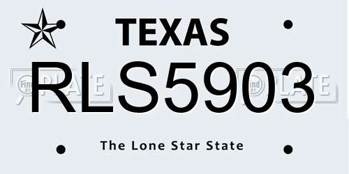 RLS5903 Texas License Plate