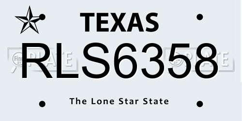 RLS6358 Texas License Plate