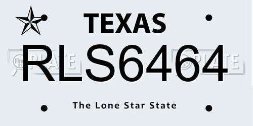 RLS6464 Texas License Plate