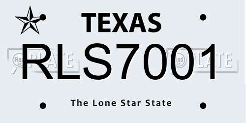 RLS7001 Texas License Plate