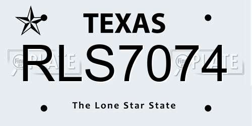 RLS7074 Texas License Plate
