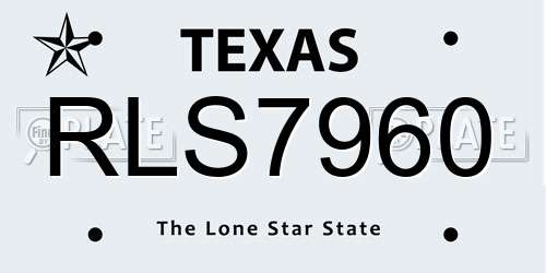 RLS7960 Texas License Plate