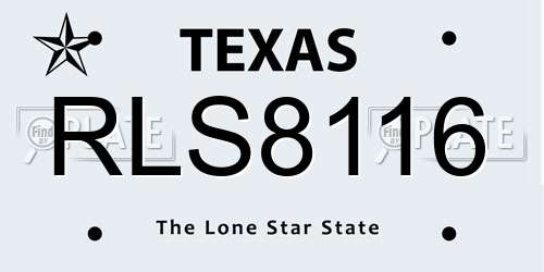 RLS8116 Texas License Plate