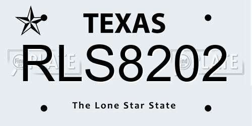 RLS8202 Texas License Plate